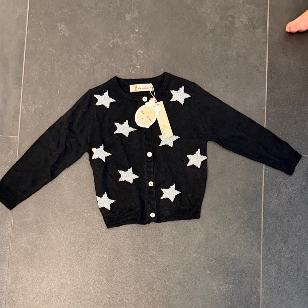 Black Star Knit Cardigan for Kids - Button Front Sweater